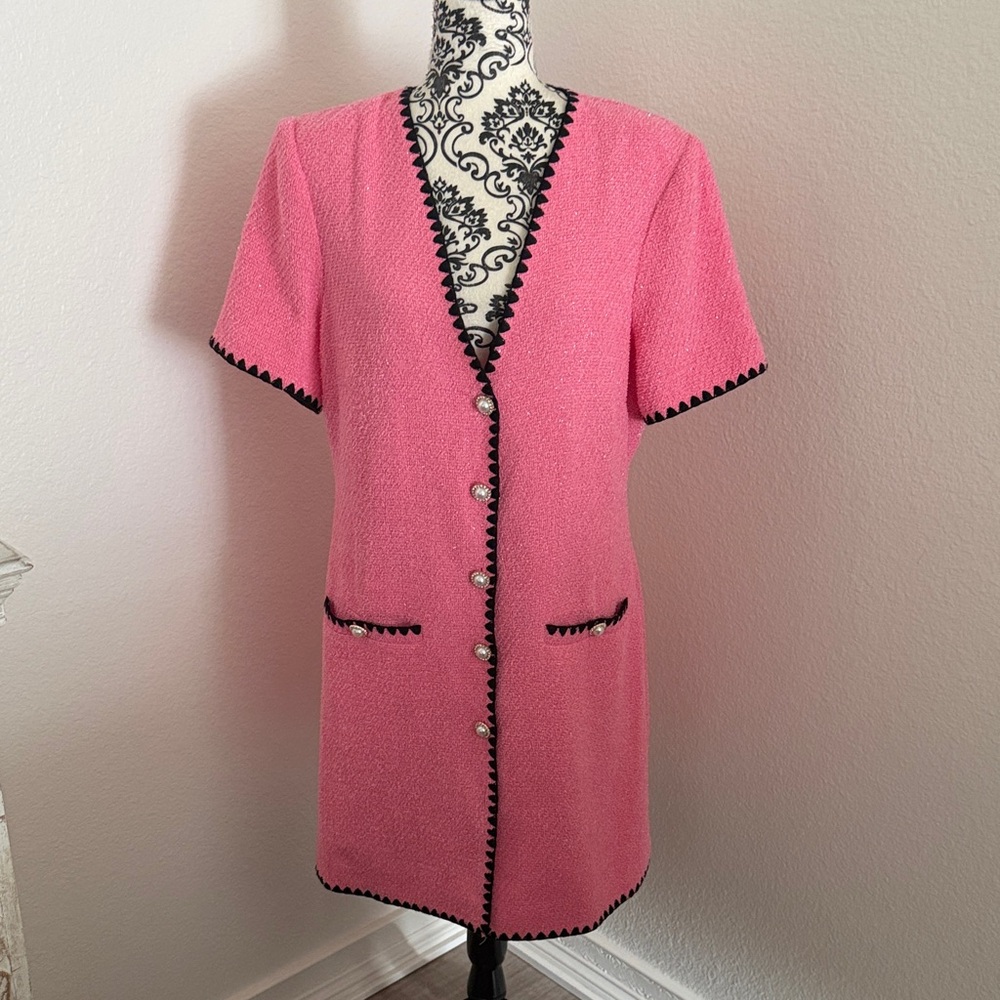 Jaiya V-Neck by Alexia Admor Scuba Crepe Button Down Pink Dress Sz 14